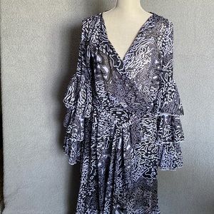 AA FRIDA Maxi Dress Size S Small Formal Black White Tiered Ruffle Sheer Elegant